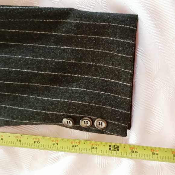 Vintage 100% Wool Blazer Jacket sz 16 Pinstripe Pockets Asphalt Gray - Picture 13 of 17
